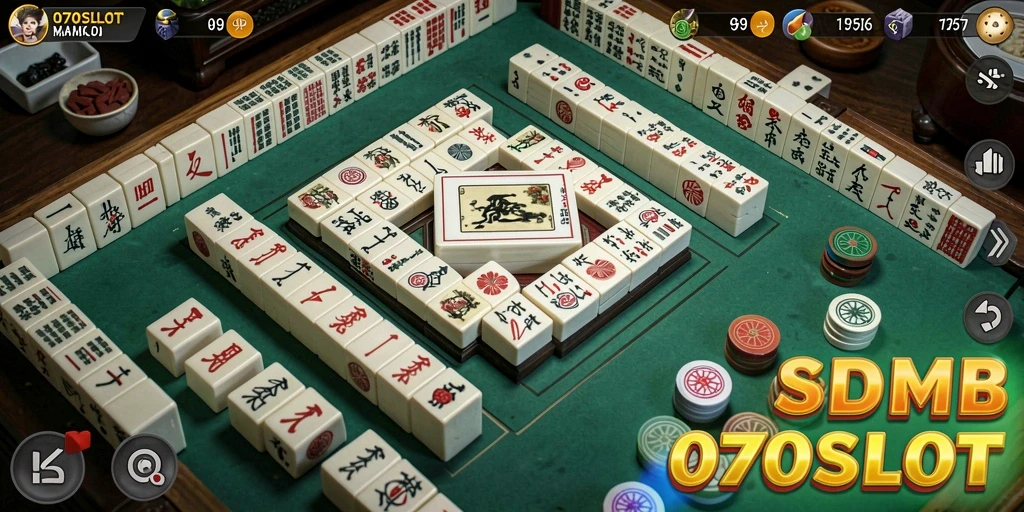 Tampilan gameplay 070SLOT dengan grafis Mahjong yang menawan.