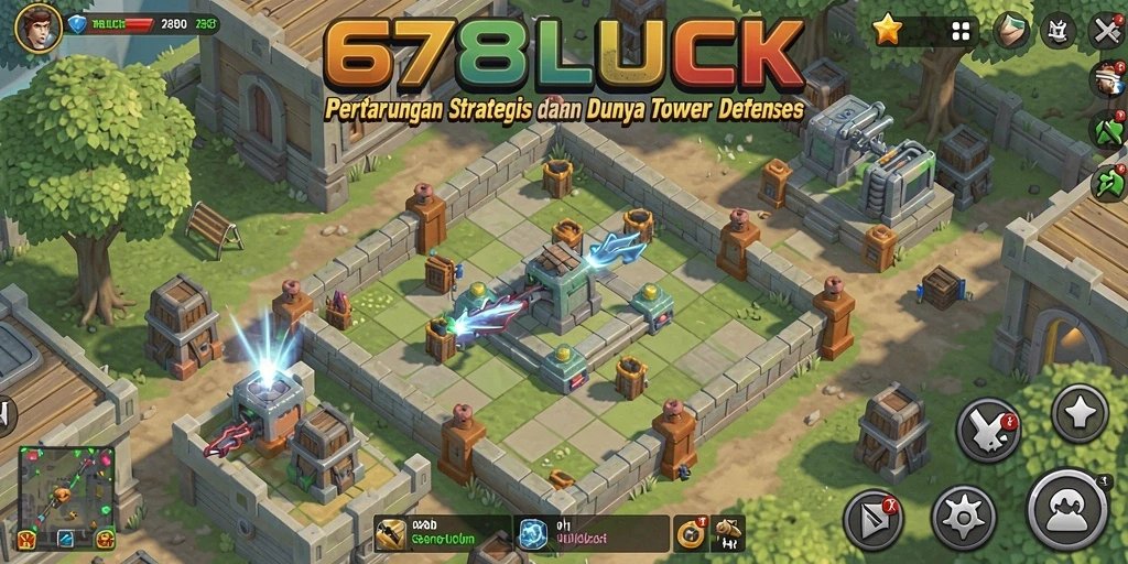 Tampilan gameplay menjepret momen seru pertarungan Tower Defense di 678LUCK.