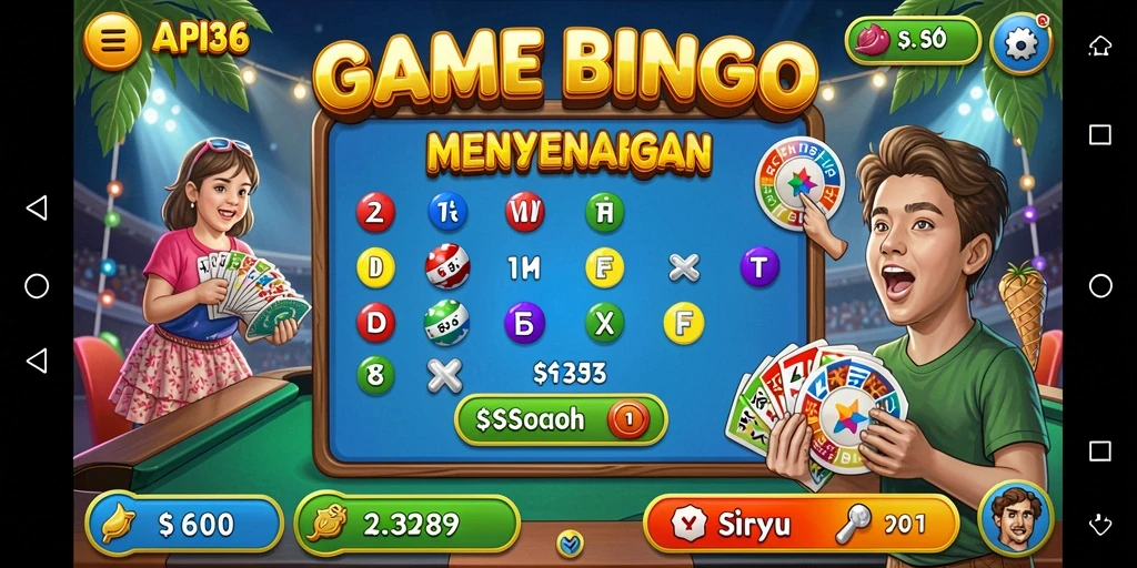 Tampilan gameplay seru di API36 dengan banyak kartu Bingo.