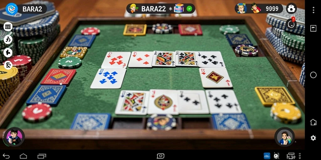Screenshot gameplay BARA22 menampilkan suasana permainan Gaple yang seru.