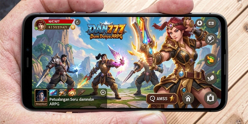 Tampilan gameplay penuh aksi dalam DAN777, menjelajahi dunia fantasi ARPG.