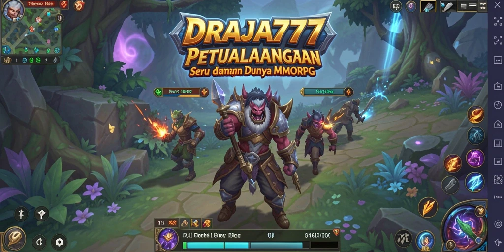 Tangkapan layar gameplay utama DRAJA777 menampilkan petualangan epik di dunia MMORPG.