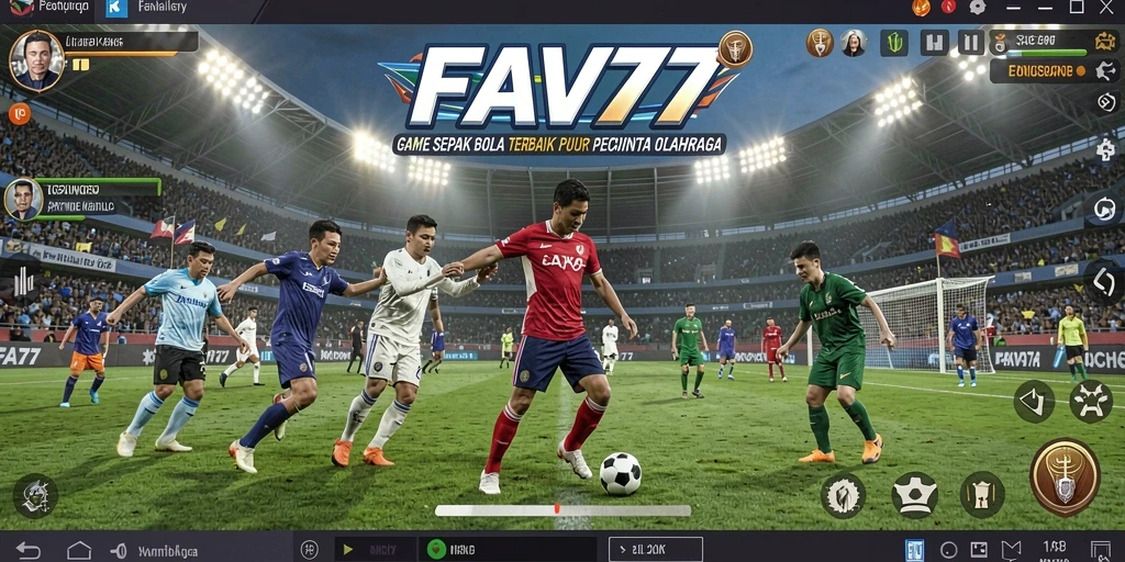 Tampilan gameplay FAV77 dengan aksi seru di lapangan sepak bola.
