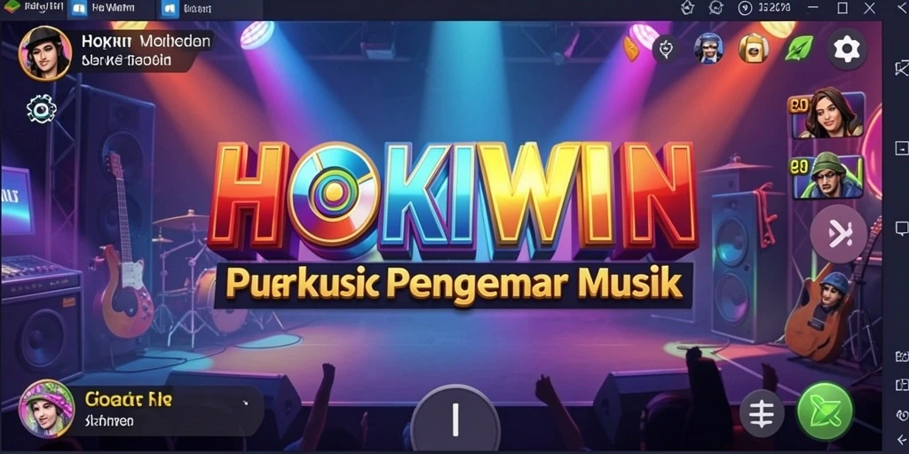Tangkapan layar HOKIWIN yang menunjukkan gameplay seru penuh musik.
