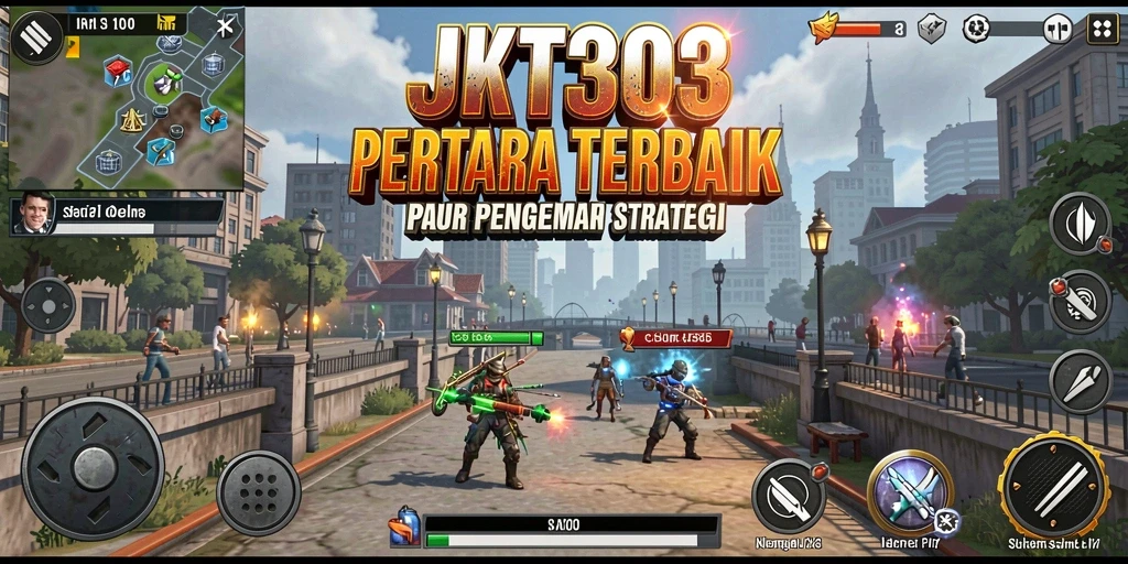 Screenshot menunjukkan aksi pertahanan menara dalam JKT303.