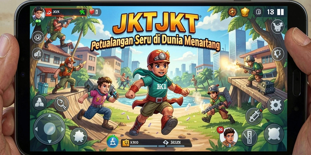 Screenshot menunjukkan karakter pemain menjelajahi dunia petualangan yang menakjubkan.