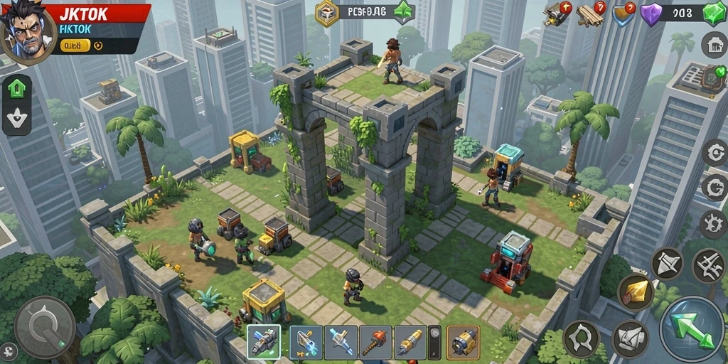 Tangkapan layar JKTOK menampilkan aksi menegangkan dalam Tower Defense.