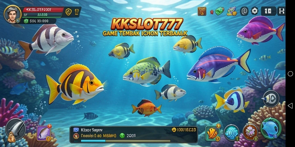 Tangkapan layar KKSLOT777 menampilkan aksi menembak ikan yang mendebarkan.