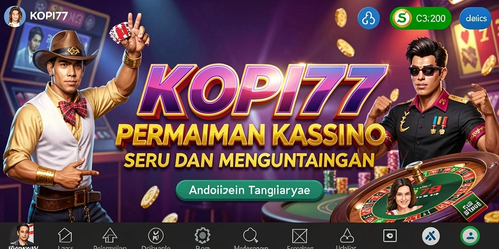 Tampilan menarik KOPI77 dengan suasana permainan Kasino.