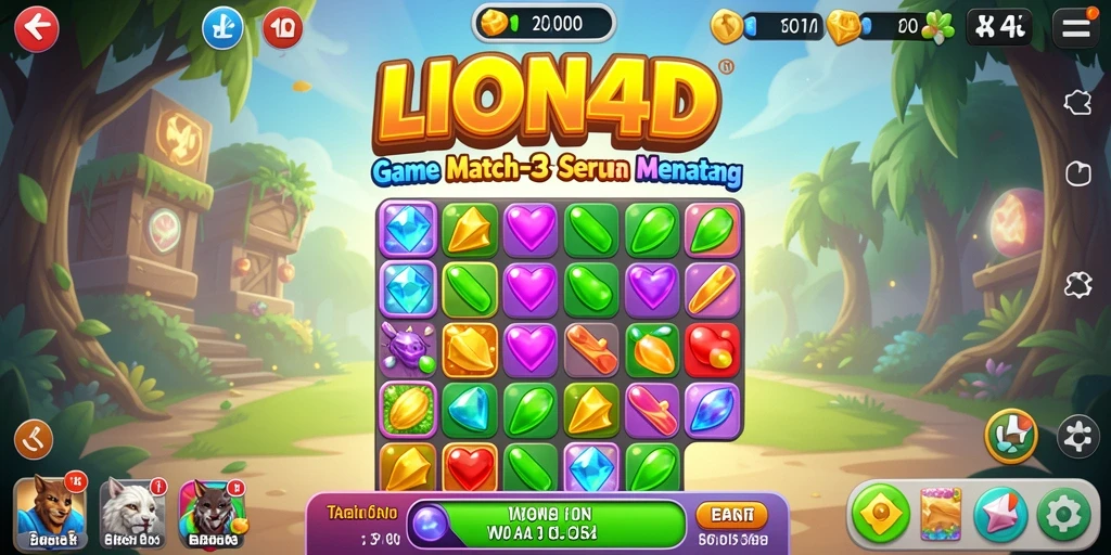 Tampilan gameplay LION4D yang seru dan menantang dalam Match-3.