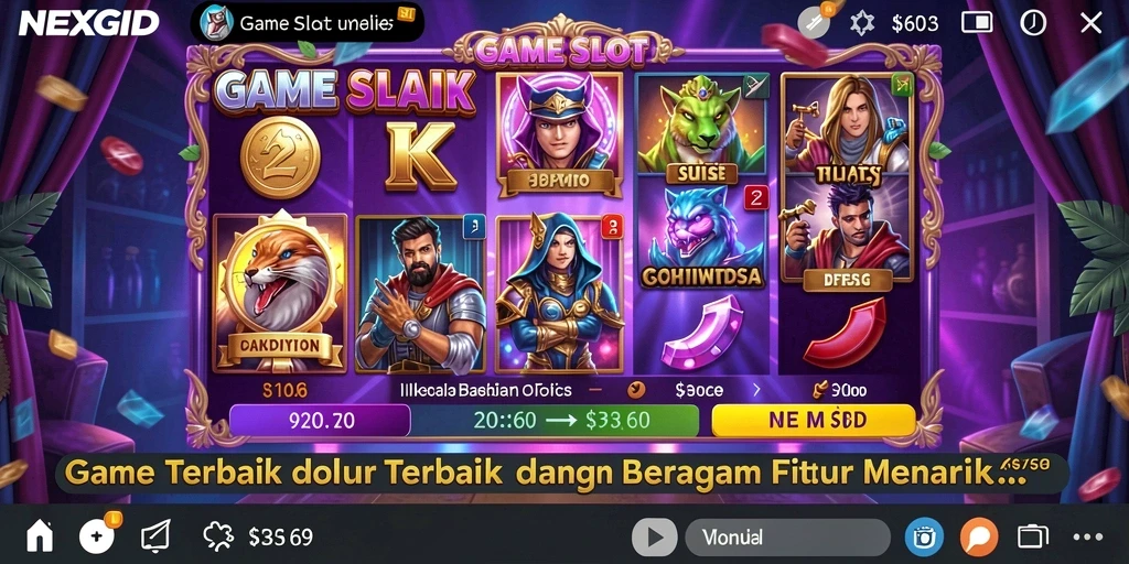 Tampilan gameplay NEXGID dengan grafis slot yang menawan.