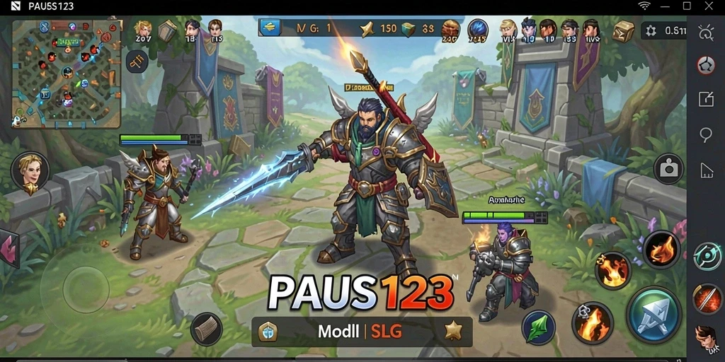 Tampilan gameplay menarik dari PAUS123 yang menunjukkan strategi pertempuran.