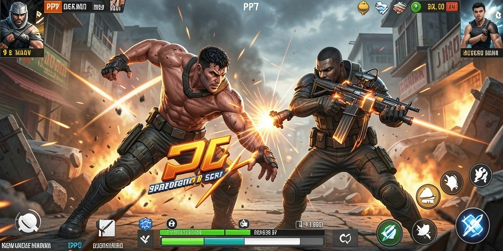 Tampilan gameplay PP7 yang menegangkan dan penuh aksi.