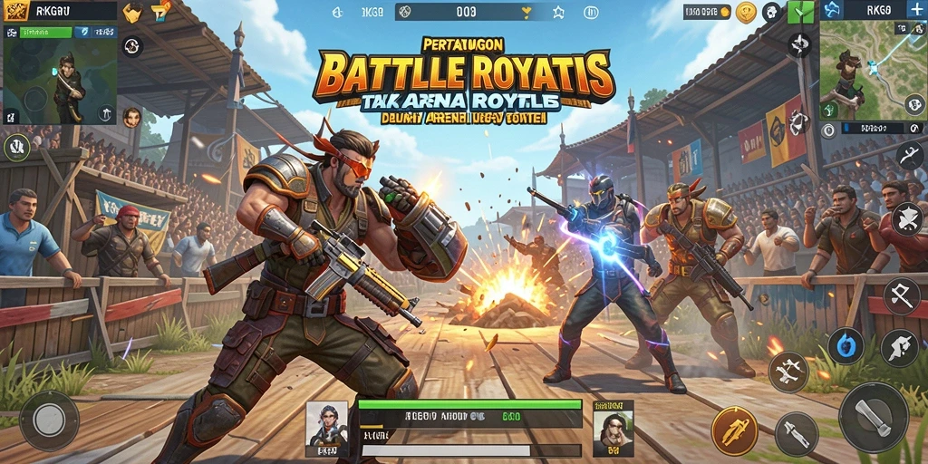 Tampilan action seru dalam gameplay RKGG Battle Royale.