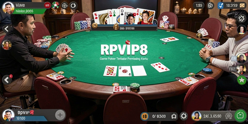 Tampilan gameplay RPVIP8 yang mendebarkan di meja poker.