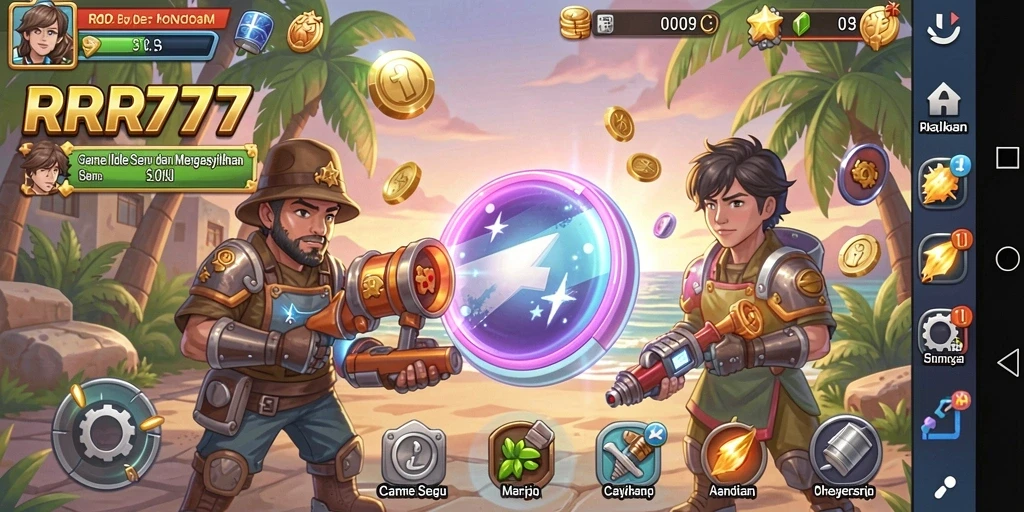 Screenshot gameplay RR777 menampilkan aksi Idle yang menarik dan grafis menawan.