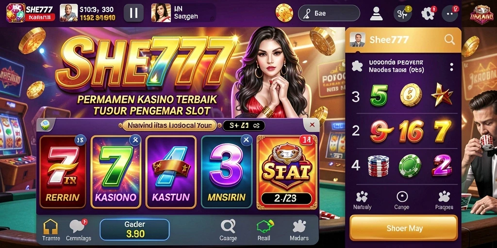 Screenshot gameplay SHE777 menampilkan mesin slot yang mengasyikkan.