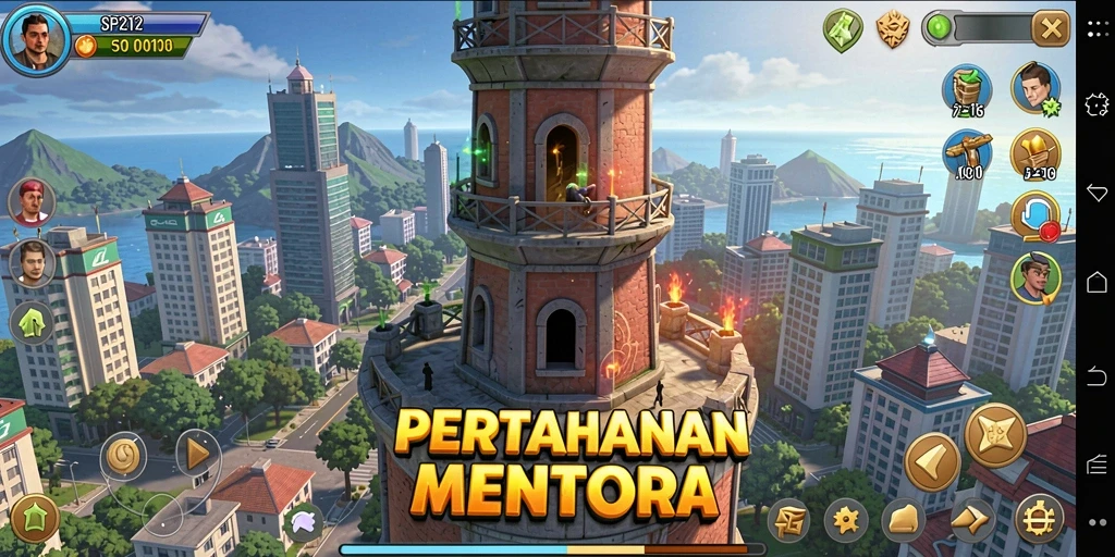 Tampilan gameplay SP212 yang seru dengan strategi menara.