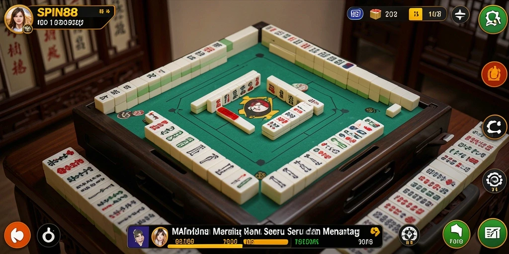 Tampilan gameplay Mahjong SPIN88 yang menegangkan dan seru.