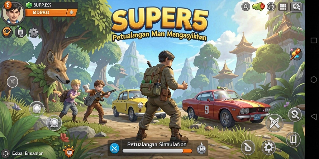 Tampilan gameplay SUPER5 yang menarik dan interaktif.