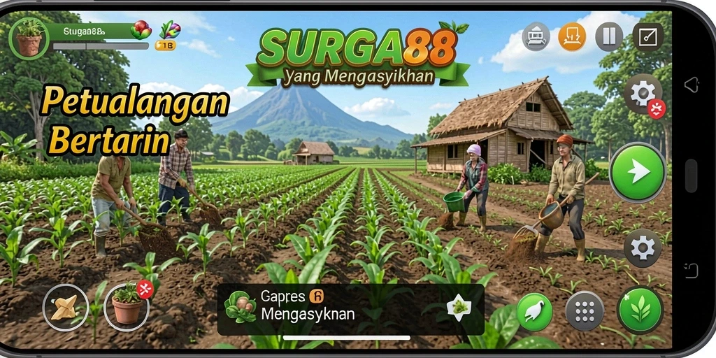 Screenshot SURGA88 menampilkan pemain yang sedang merawat tanaman dengan penuh perhatian.