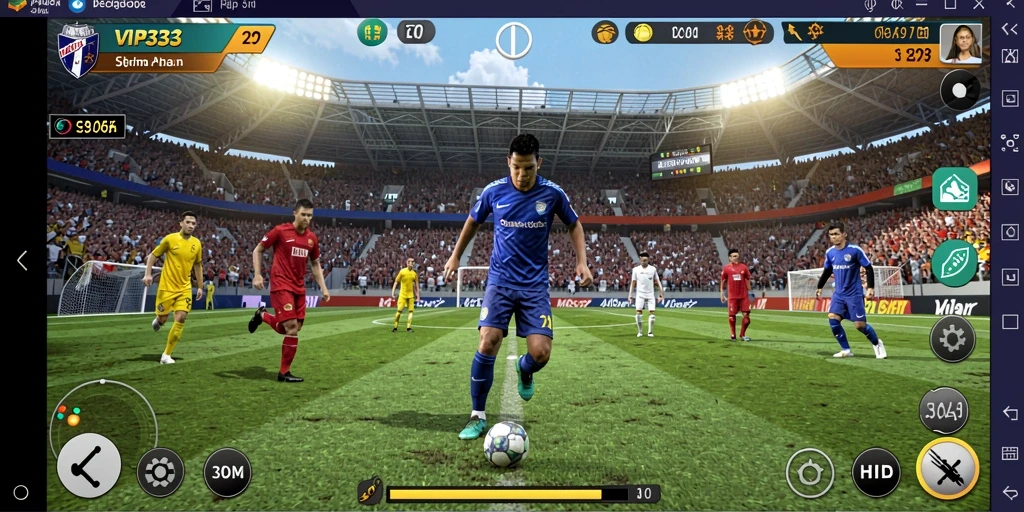 Screenshot gameplay VIP333 menampilkan aksi sepak bola yang mendebarkan.