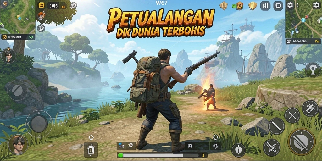 Tampilan gameplay W67 yang menampilkan dunia terbuka yang luas.